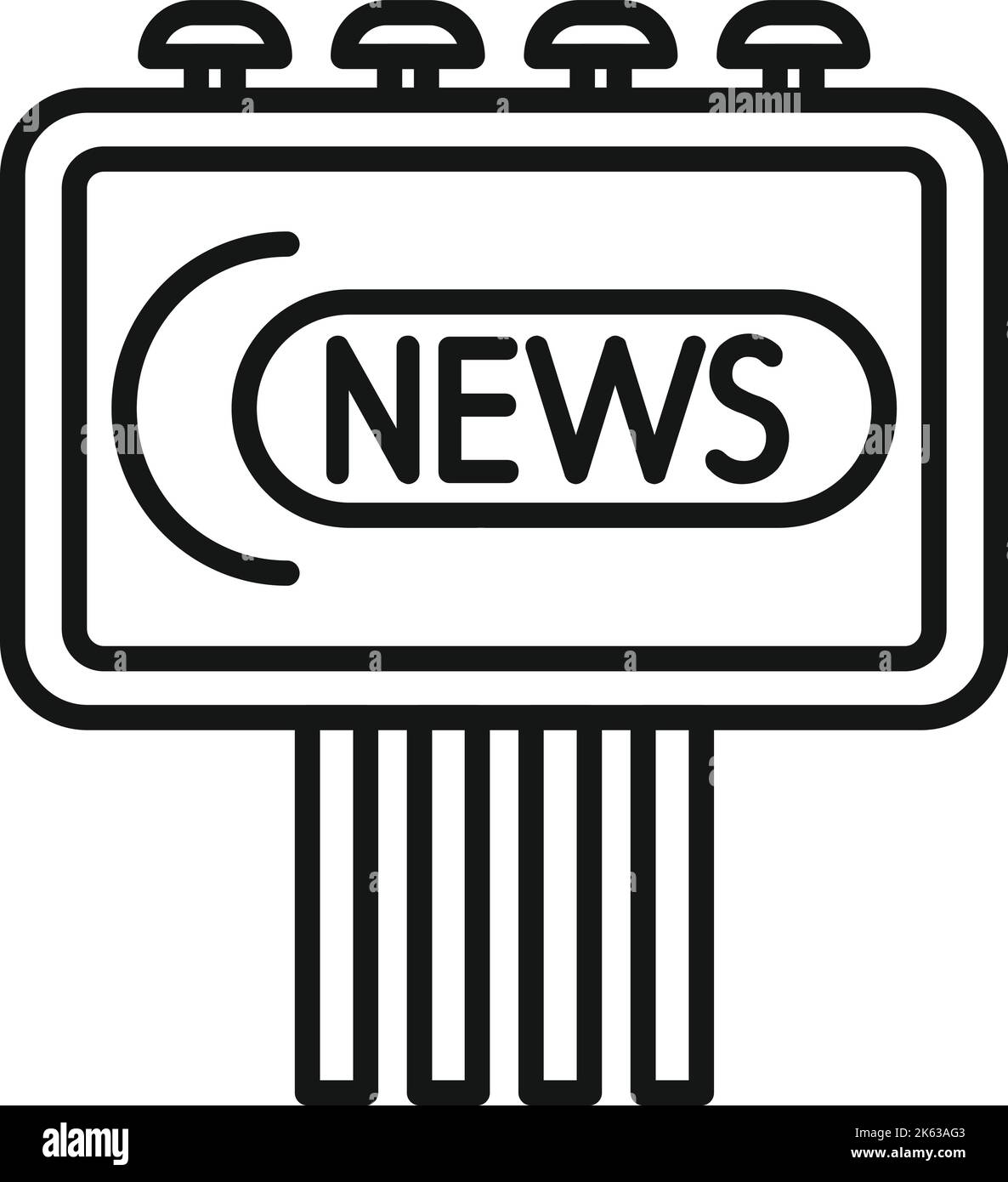 Vecteur de contour de l'icône d'actualités du panneau d'affichage. Presse pour appareil photo Rapport de l'équipe Illustration de Vecteur
