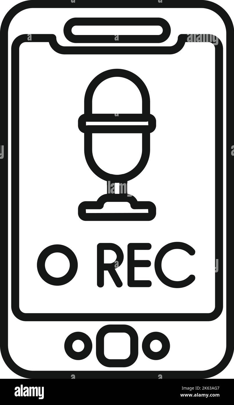 Vecteur de contour de l'icône de rapport multimédia REC. Caméra tv. Équipe de reporters Illustration de Vecteur