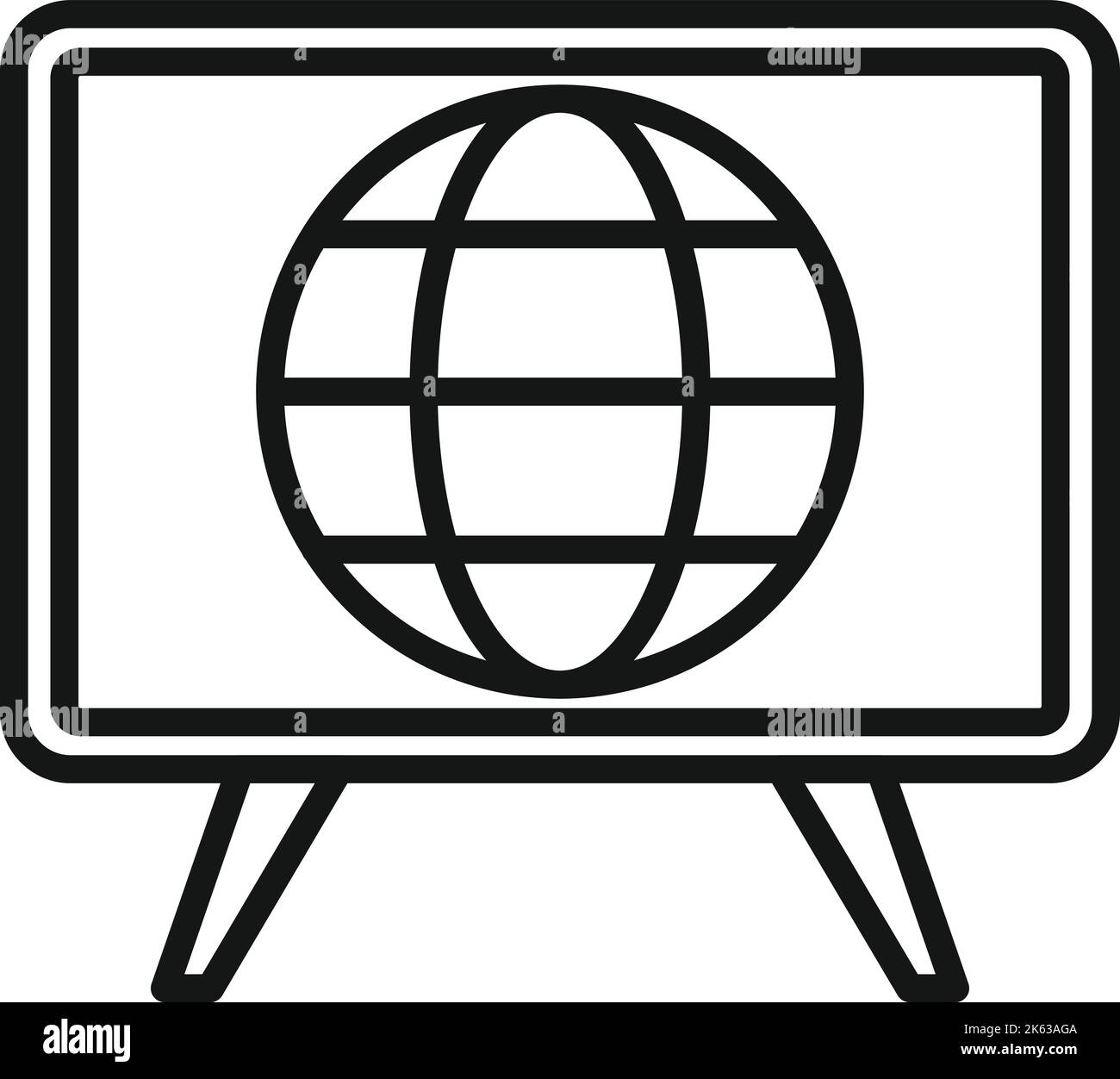 Vecteur de contour de l'icône de reportage mondial. Appuyez sur tv. Rapporteur d'équipe Illustration de Vecteur