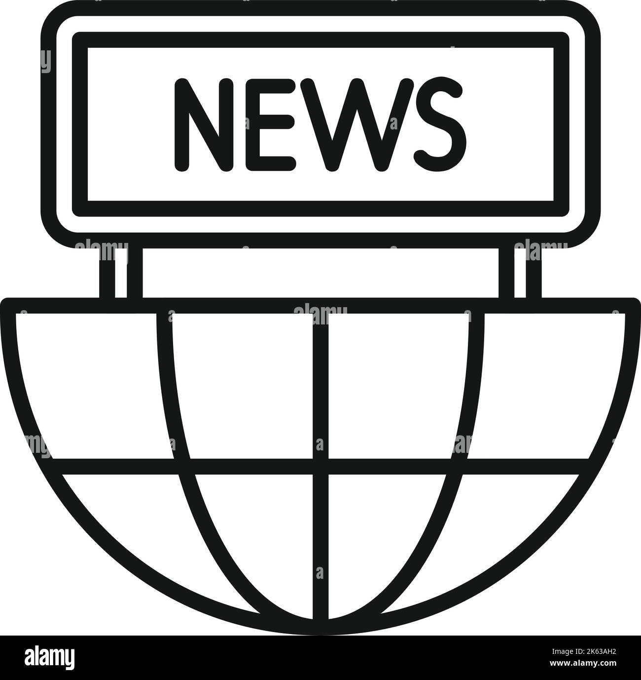 Vecteur de contour de l'icône d'actualités mondiales. Reportage tv. Médias d'entrevue Illustration de Vecteur