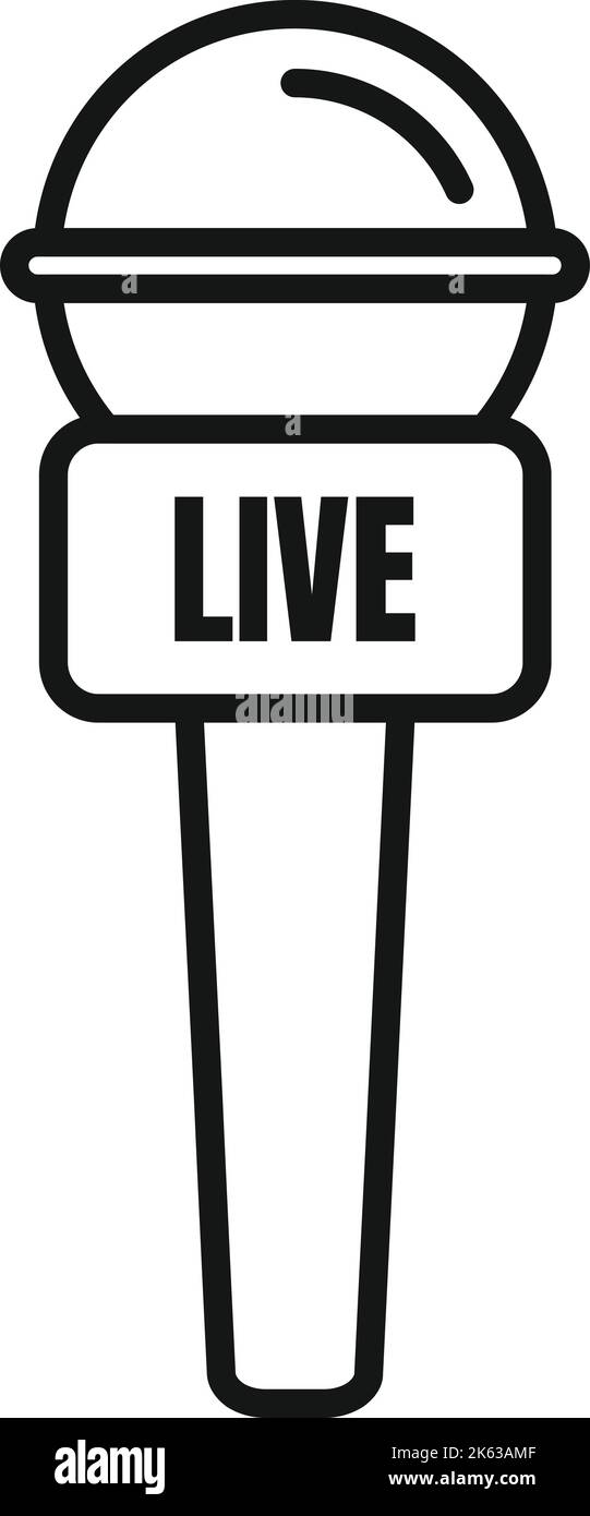 Vecteur de contour de l'icône du microphone en direct. Presse pour appareil photo Rapport média Illustration de Vecteur