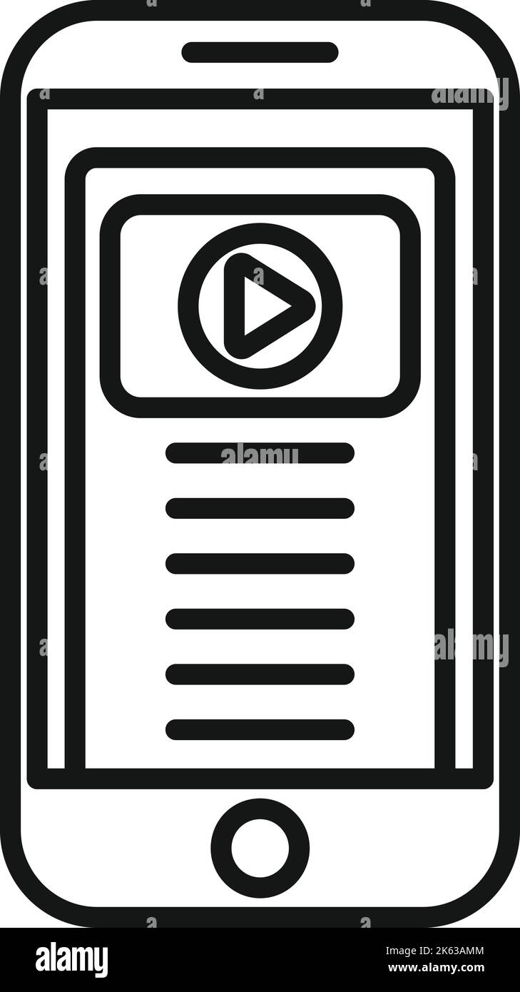 Vecteur de contour de l'icône de reportage pour smartphone. Caméra tv. Journaliste médiatique Illustration de Vecteur