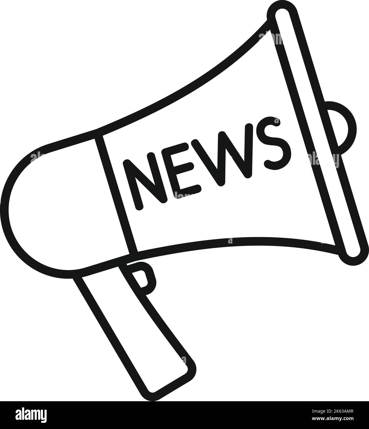 Vecteur de contour de l'icône d'actualités du mégaphone. Reportage de la caméra. Médias équipiers Illustration de Vecteur