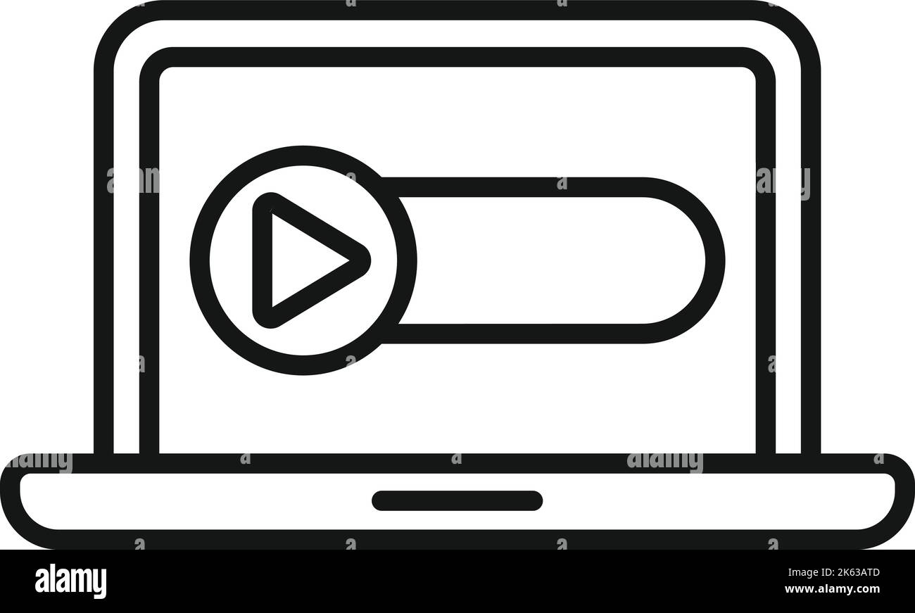 Vecteur de contour de l'icône d'actualité de l'ordinateur portable. Presse pour appareil photo Liberté de mouvement Illustration de Vecteur