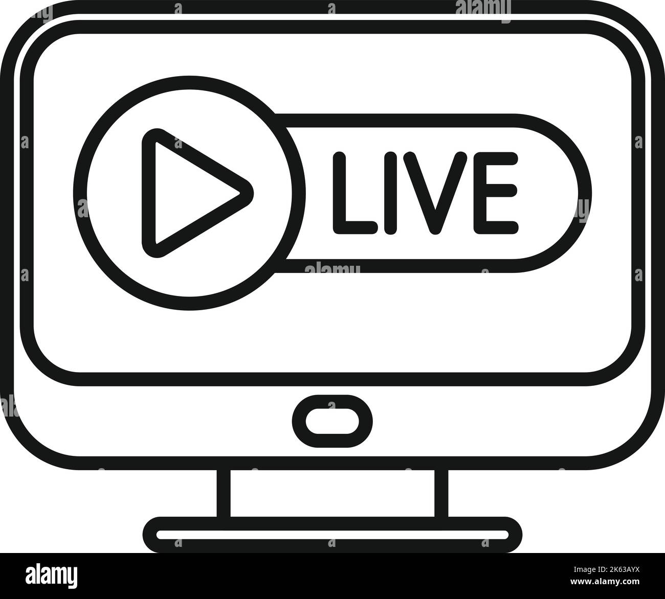 Vecteur de contour de l'icône de reportage en direct. Entretien avec un appareil photo. Rapport CRED Illustration de Vecteur