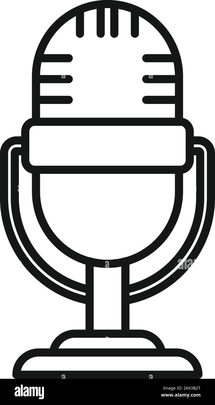 Vecteur de contour de l'icône du microphone de reportage. Presse pour appareil photo Justice sportive Illustration de Vecteur