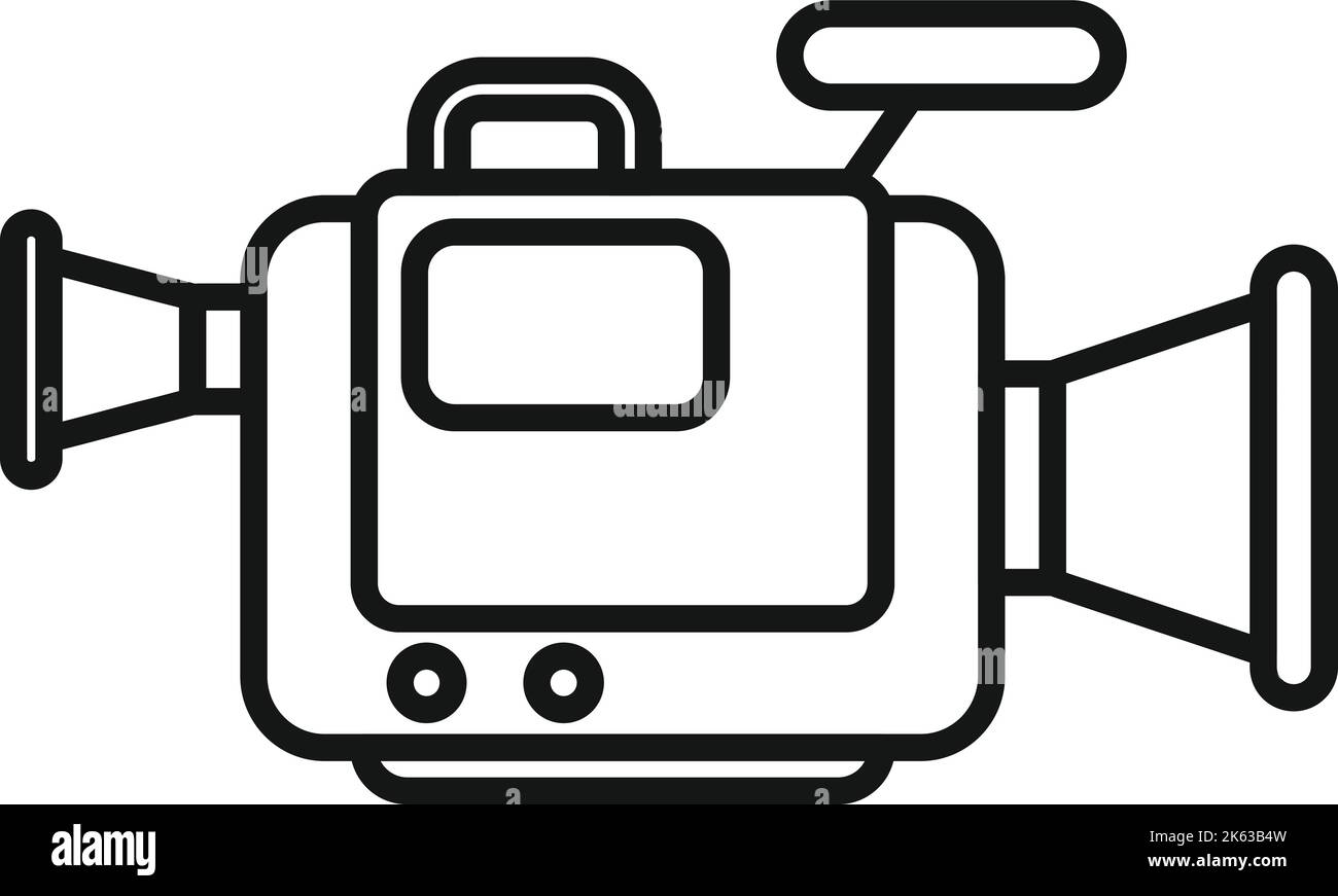 Vecteur de contour de l'icône de caméra vidéo. Appuyez sur tv. Rapport de l'équipe Illustration de Vecteur