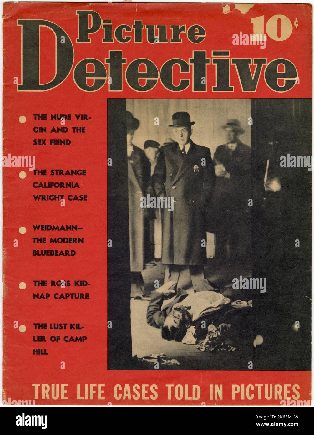 Picture Detective magazine, montrant un meurtre en cours d'enquête sur la couverture. Banque D'Images