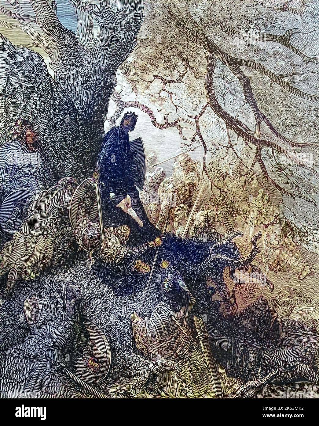 Les croisades étaient une série de guerres religieuses en Asie occidentale et en Europe initiées, soutenues et parfois dirigées par l'Eglise catholique, Louis VII 1120-1180, appelé le Jeune ou le Jeune, était le roi des Francs de 1137 à 1180, le sixième de la Maison du Capet, ici luttant à la montagne Kasmus, maintenant Babadag, deuxième croisade. Ludwig VII. Im Kampf am Berge Kasmus, Kreuzzüge waren von der Latéinischen Kirche sanktionierte, strategisch, religiös und wirtschaftlich motivierte Kriege zwischen 1095/99 und dem 13. Jahrhundert, Historisch, amélioration de la reproduction numérique d'un original de t Banque D'Images