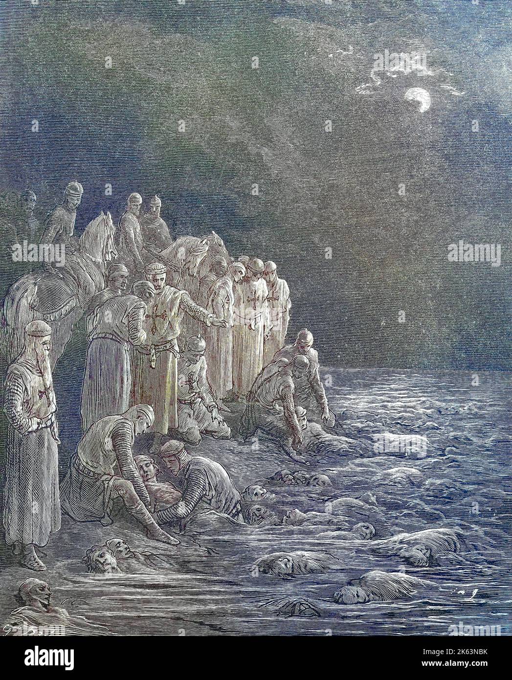 Les croisades étaient une série de guerres religieuses en Asie occidentale et en Europe initiées, soutenues et parfois dirigées par l'Eglise catholique, les cadavres d'Artois et de Salisbury sont recherchés, William Longespée de Salisbury et Robert d'Artois, sixième croisade, die Leichen von Artois und Salisbury werden gesucht, William Longespée de Salisbury und Robert von Artois, sechster Kreuzzug, Kreuzzüge waren von der Latéinischen Kirche sanktionierte, strategisch, religiös und wirtschaftlich motivierte Kriege zwischen 1095/99 und dem 13. Jahrhundert, Historisch, numérique amélioration de la reproduction d'un original f Banque D'Images