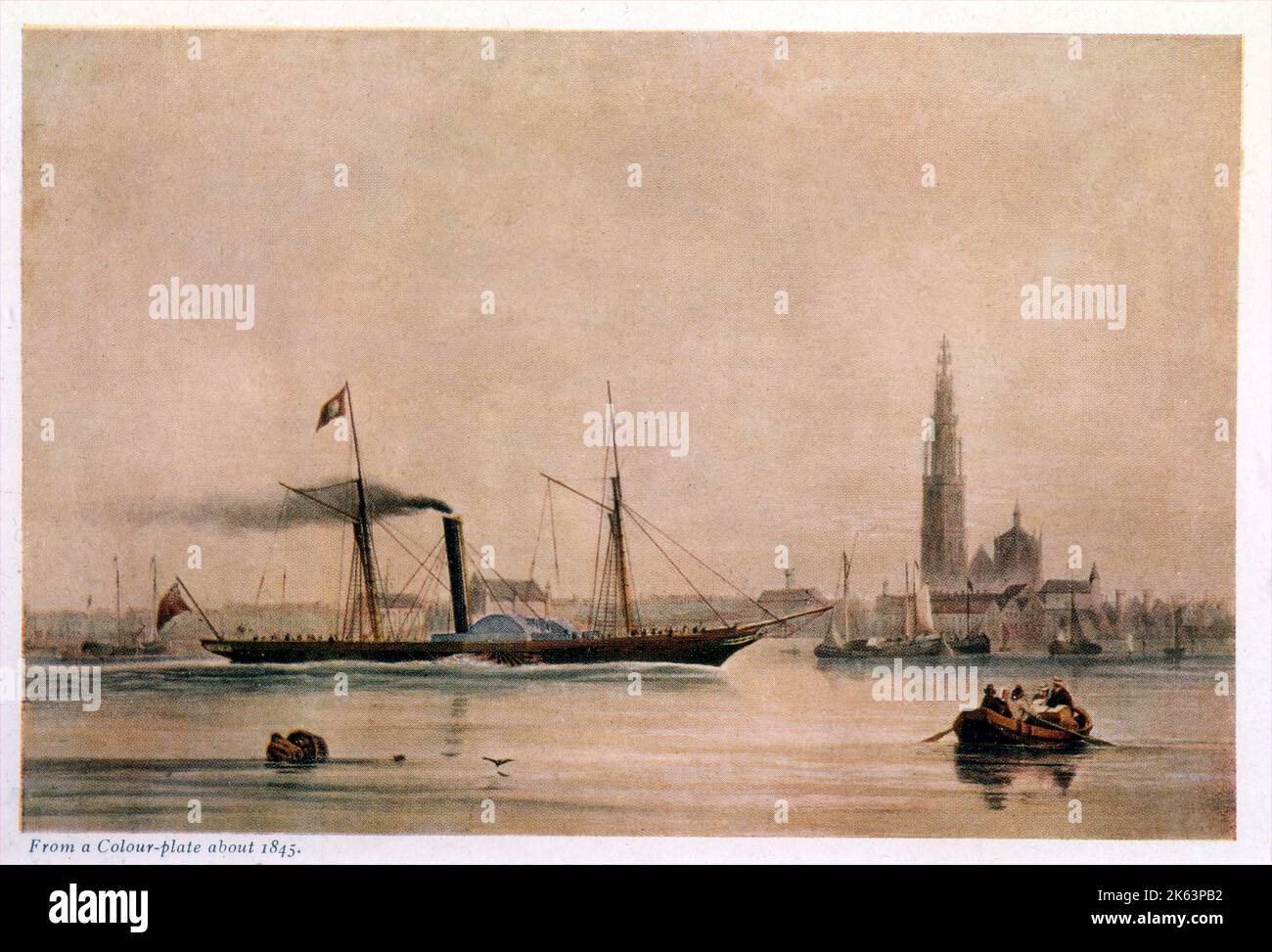 Le bateau à aubes britannique arrive dans le port d'Anvers après avoir traversé la Manche. Banque D'Images