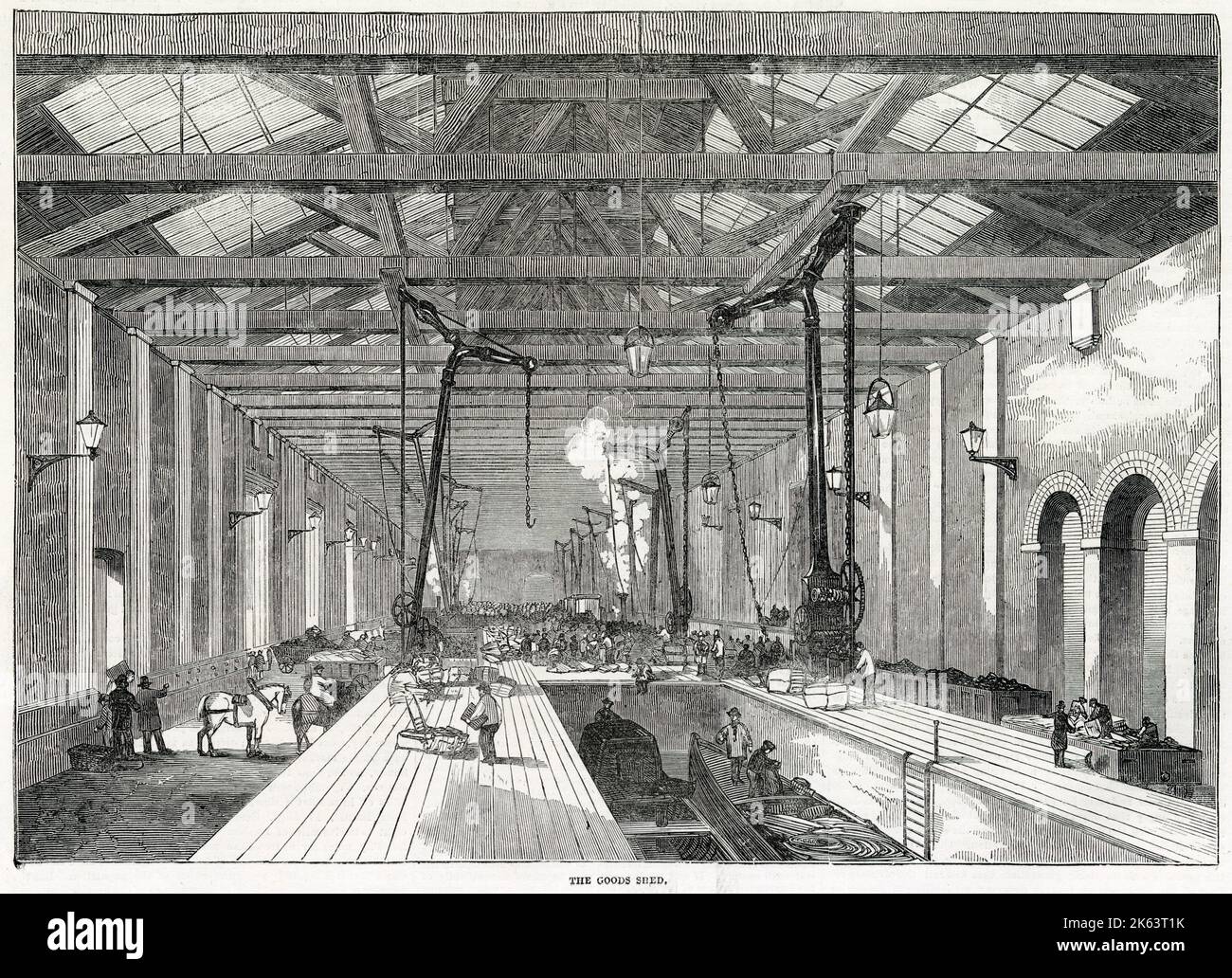 L'intérieur du Great Northern Railway (GNR) était une compagnie de chemin de fer britannique constituée en 1846 dans le but de construire une ligne de Londres à York. Le canal entre dans la Tamise à Limehouse et une branche de chemin de fer est en cours de construction pour rejoindre la ligne East India Dock et West India Dock, de manière à ce que sans transbordement les marchandises arrivant par chemin de fer directement aux navires. Banque D'Images