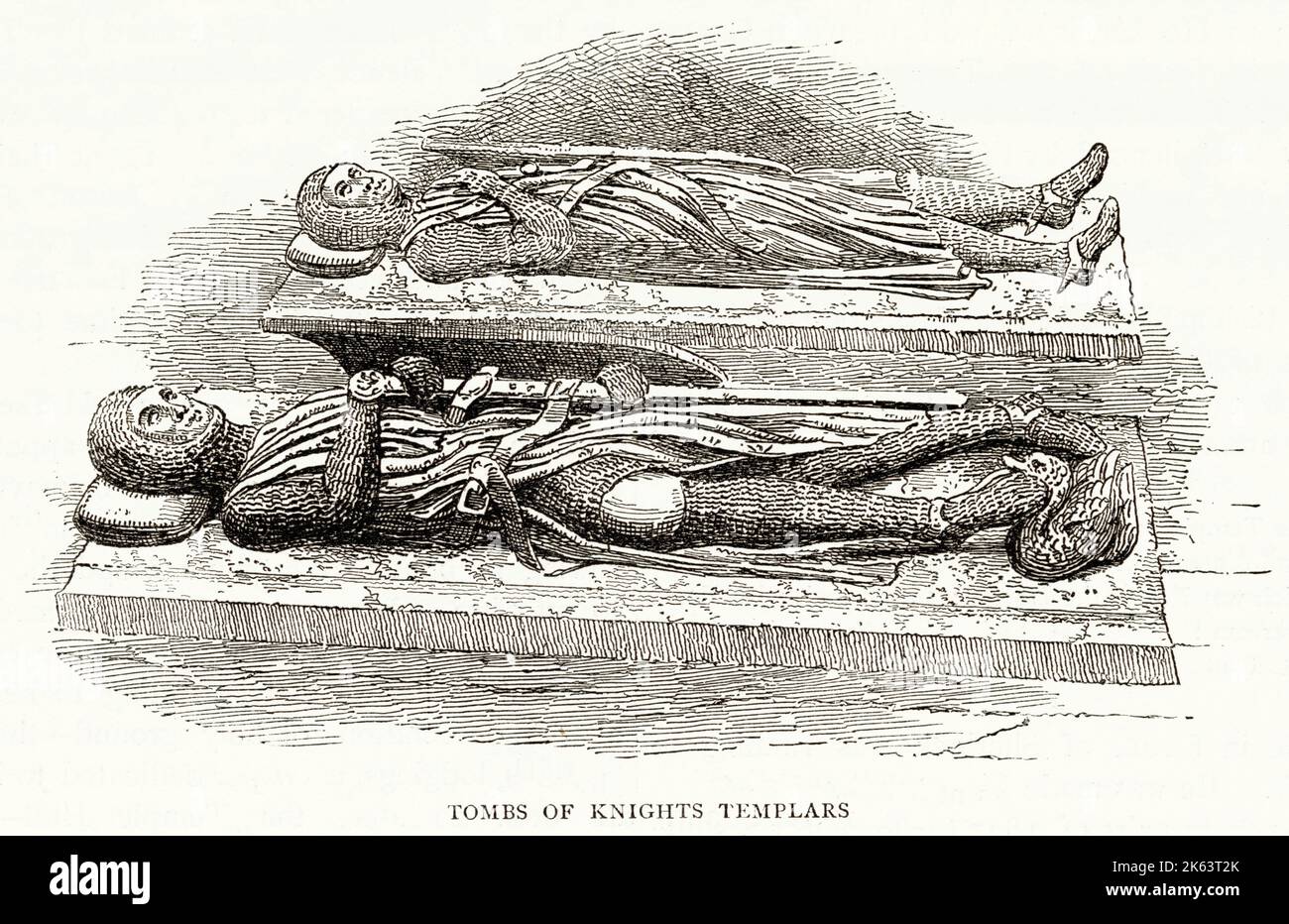 Tombes des Templiers à l'église du Temple, City of London. Banque D'Images