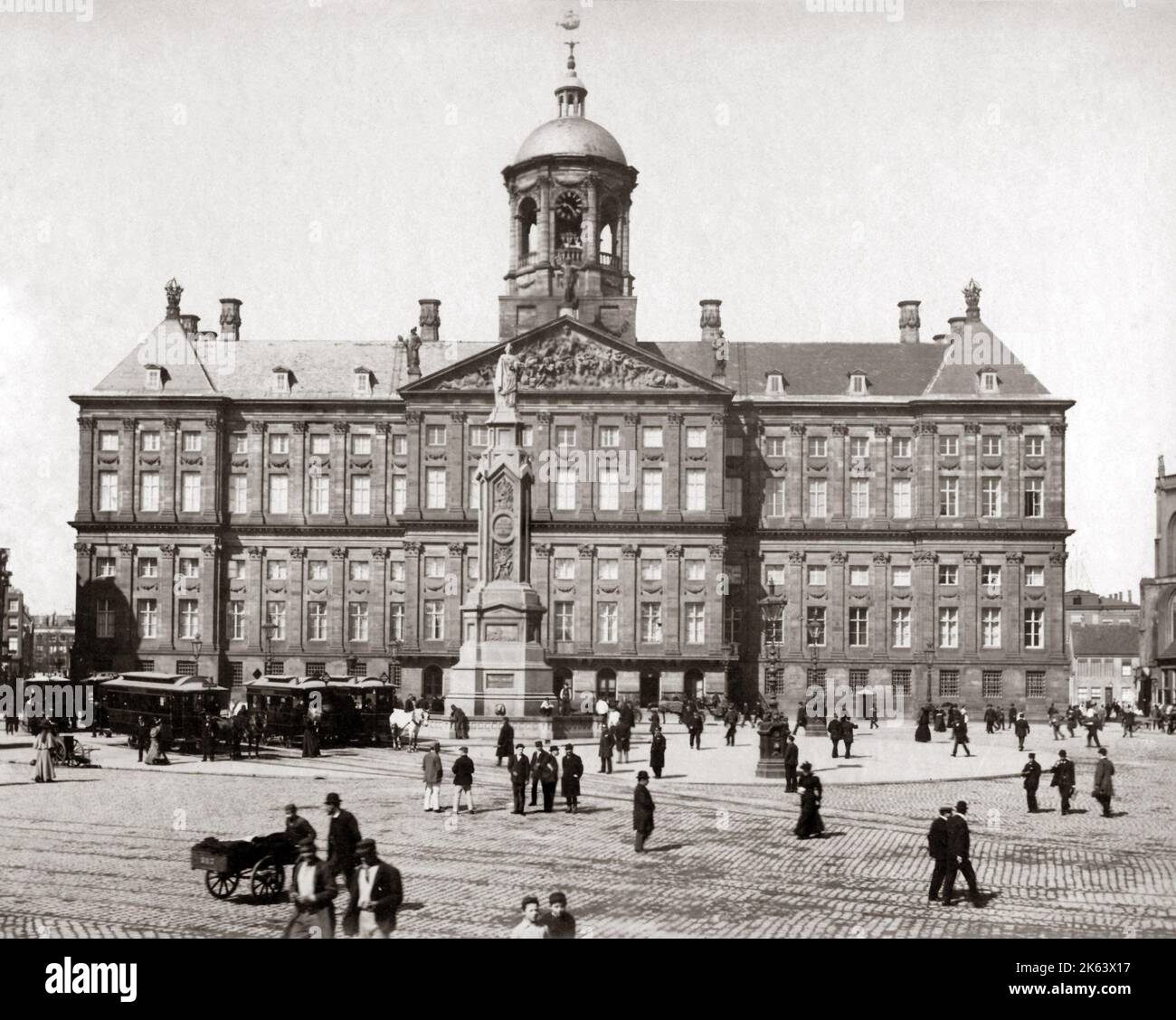 Palais royal, Amsterdam, années 1890 Banque D'Images