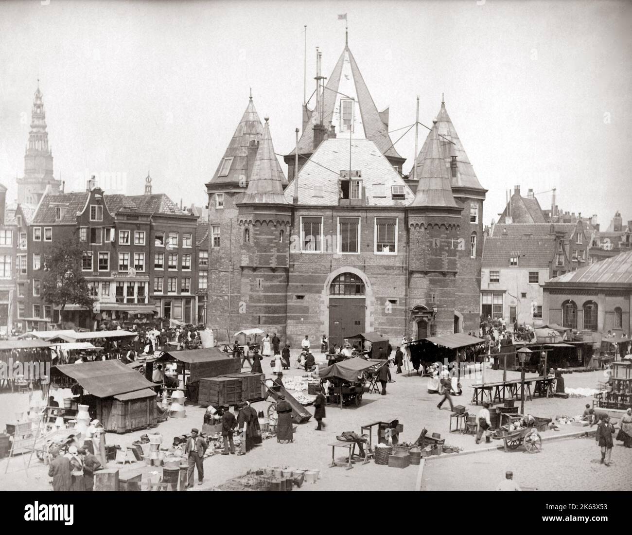 Marché, Amsterdam, circa 1890. Banque D'Images