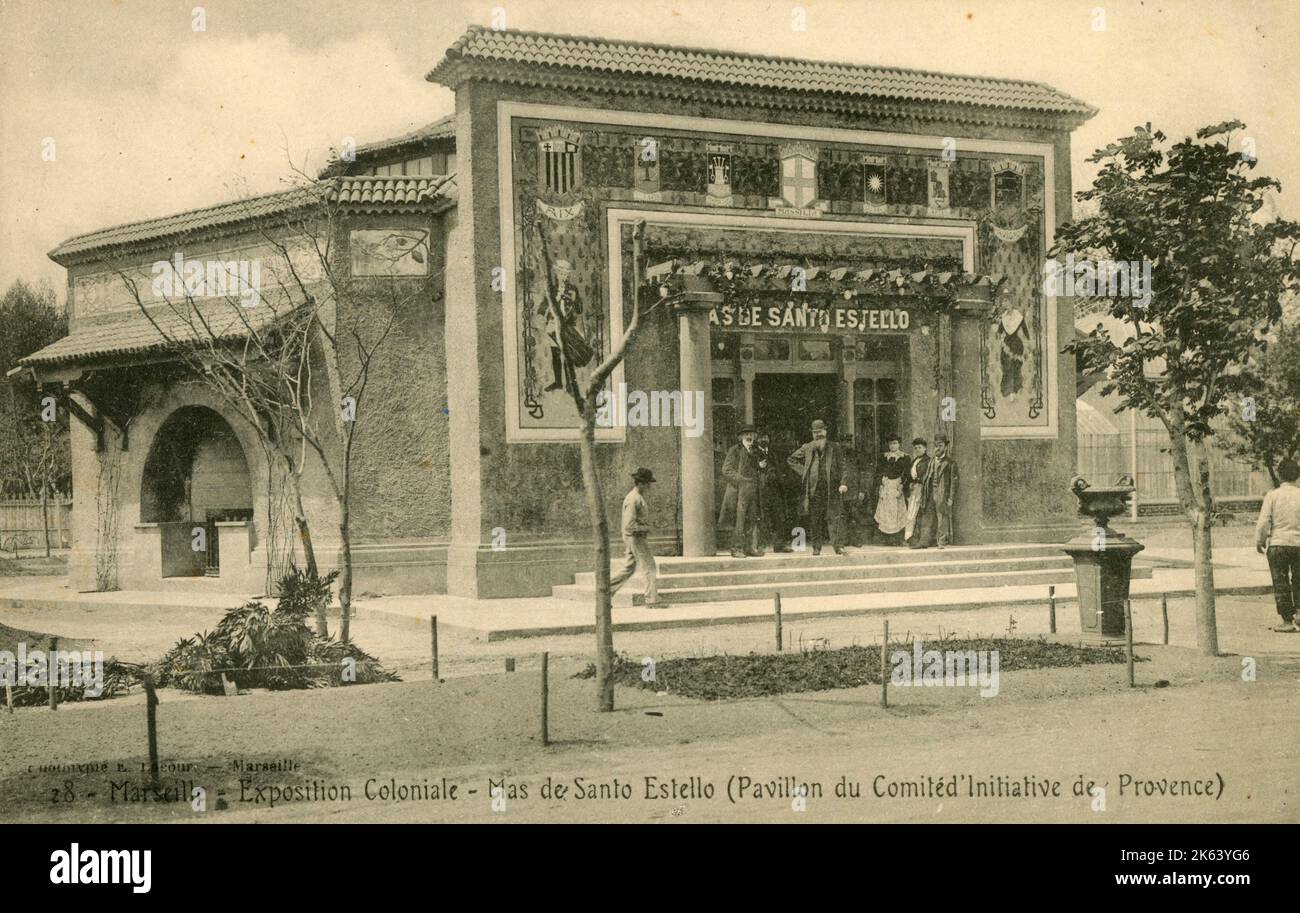 La Rotonde 'Mas de Santo Estello' (Pavillon du Comité d'Initiative Provence) à l'exposition coloniale, Marseille, France. Banque D'Images