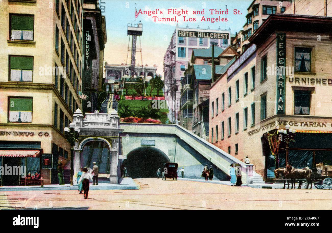 Los Angeles, Californie, États-Unis d'Amérique - le funiculaire d'Angel's Flight et le tunnel de 3rd Street. Banque D'Images