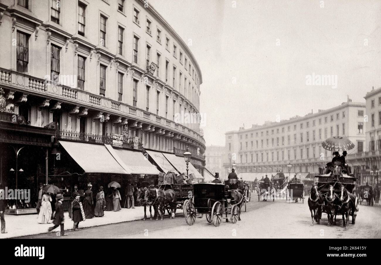 Photographie vintage du 19th siècle : Regent Quadrant, Regent Street, Londres Banque D'Images