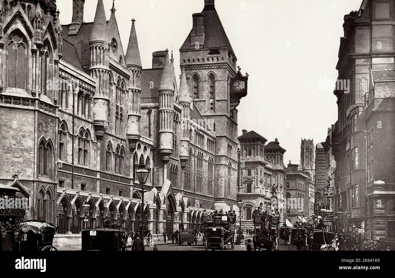 Photographie vintage du 19th siècle : nouveaux tribunaux de droit, Londres Banque D'Images