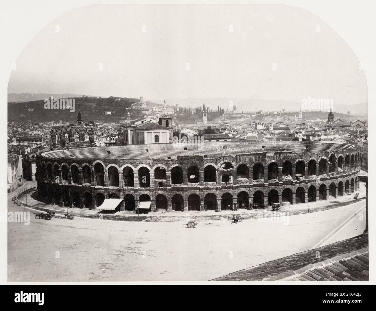 Photographie vintage du XIXe siècle - l'Arena de Vérone, Italie Banque D'Images