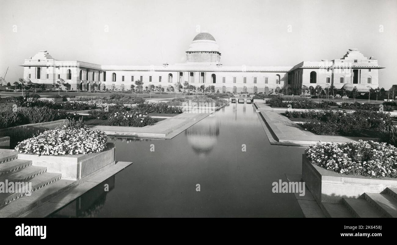 Début du XXe siècle - photo ancienne des bâtiments, New Delhi, Inde. Banque D'Images