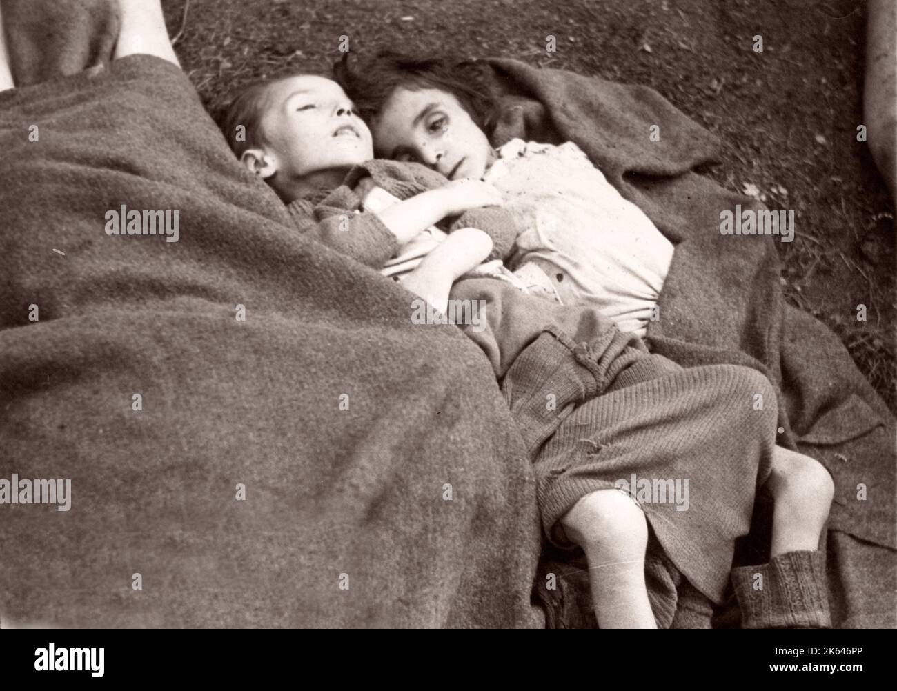 World War 2 II WW2 - photographie vintage - scène au camp de concentration de Belsen Banque D'Images