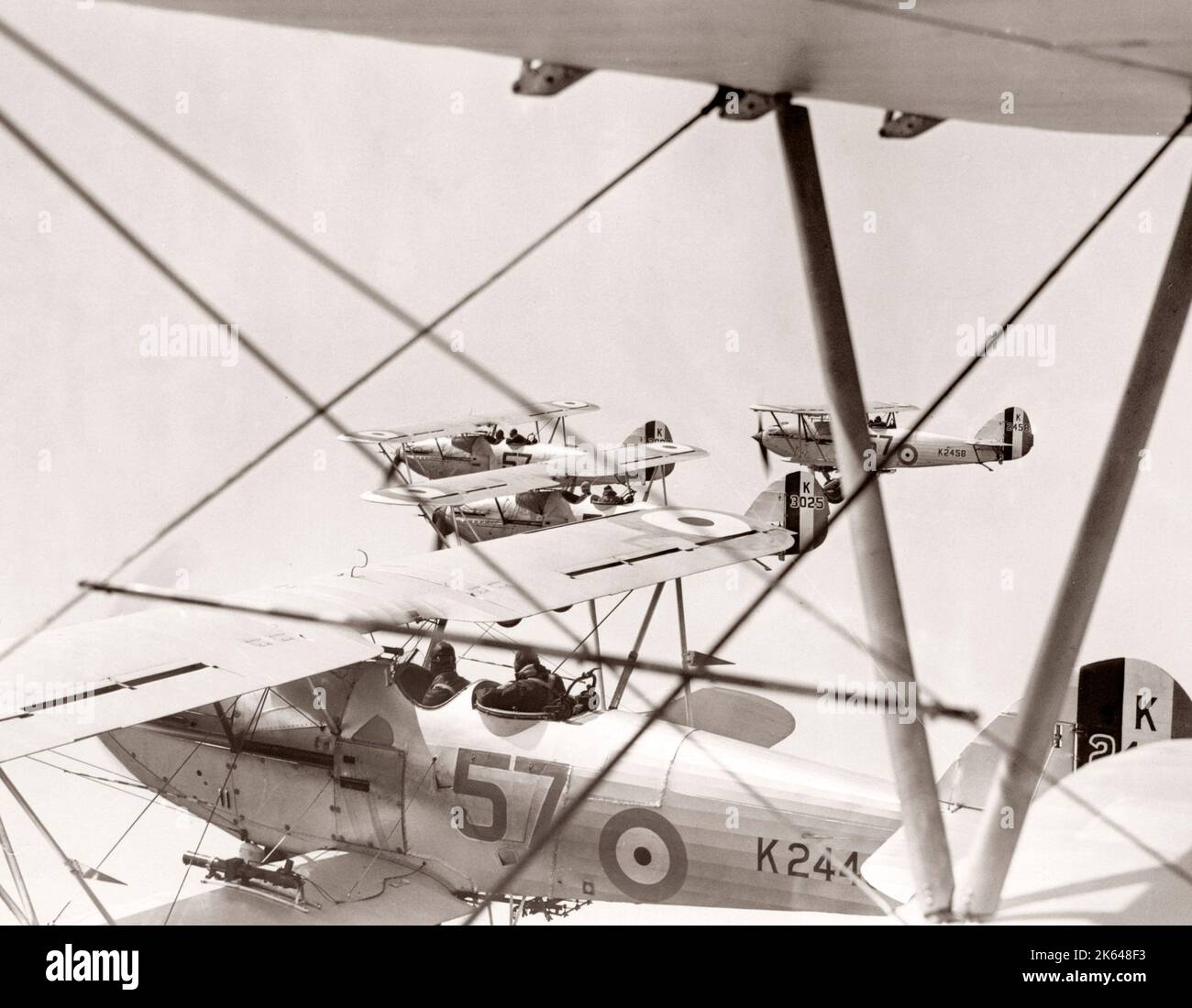 Escadrons de bombardiers de la RAF 18 et 57, les biplans Upper Heyford, 1934 Banque D'Images