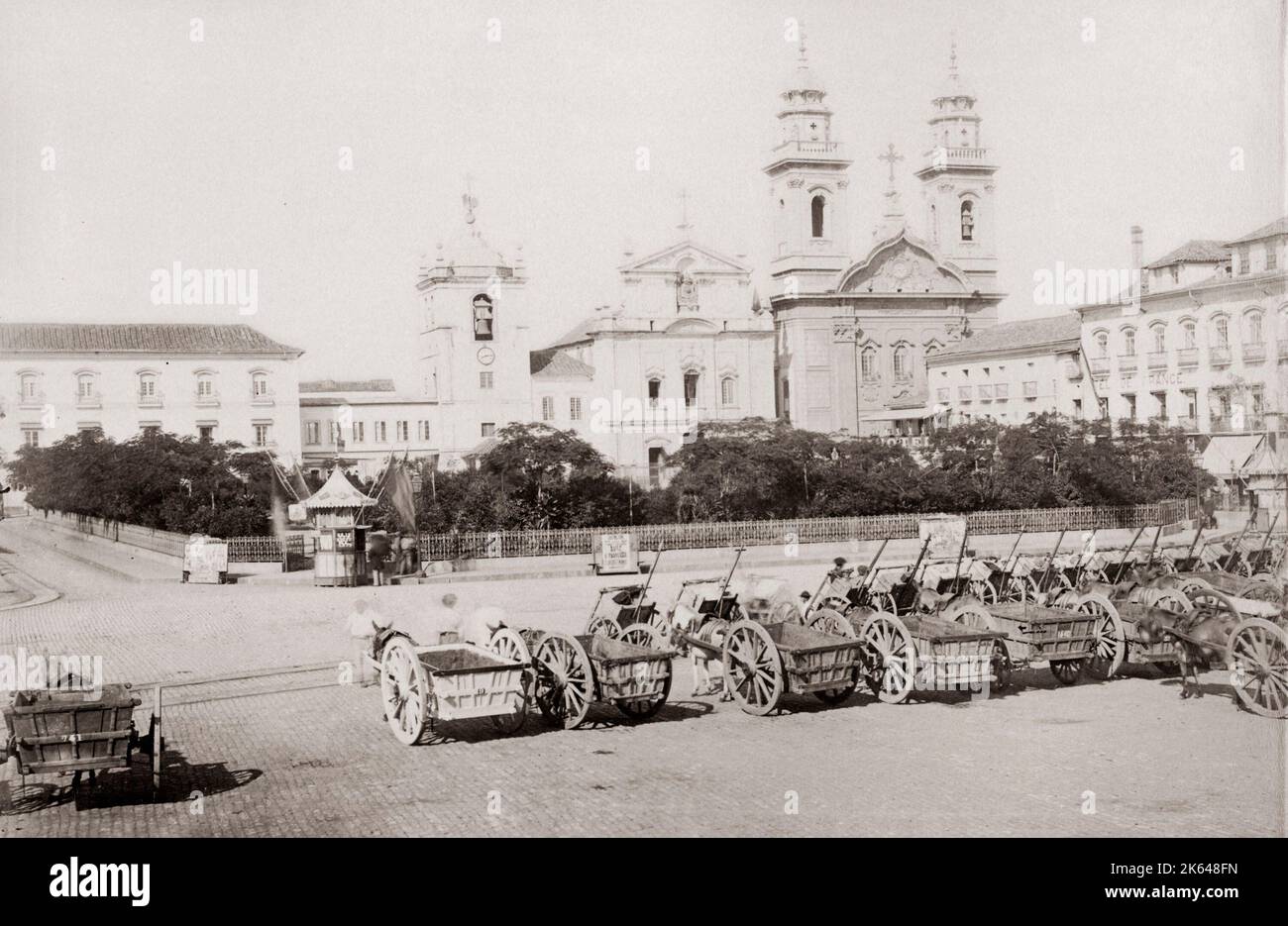 15 novembre Square, Rio de Janeiro, Brésil c.1890 l'image présente sur la place des charrettes, qui est au cœur du quartier historique de la ville. Banque D'Images
