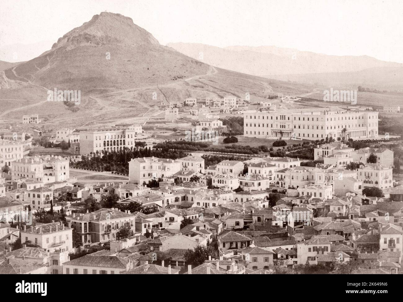 19e siècle photographie vintage - l'ancien palais royal, Athènes, Grèce Banque D'Images