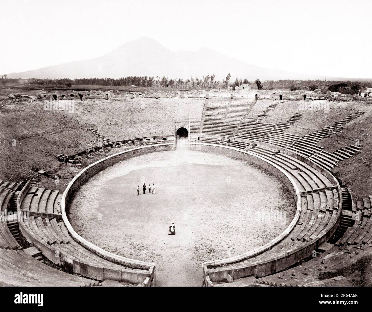 c.1880 Italie Naples Amphithéâtre ruines de Pompéi Banque D'Images