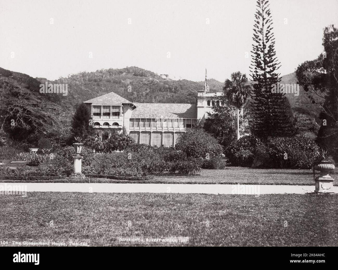 c.1900 photographie ancienne, Antilles: Maison du gouvernement, Port of Spain, Trinidad Banque D'Images