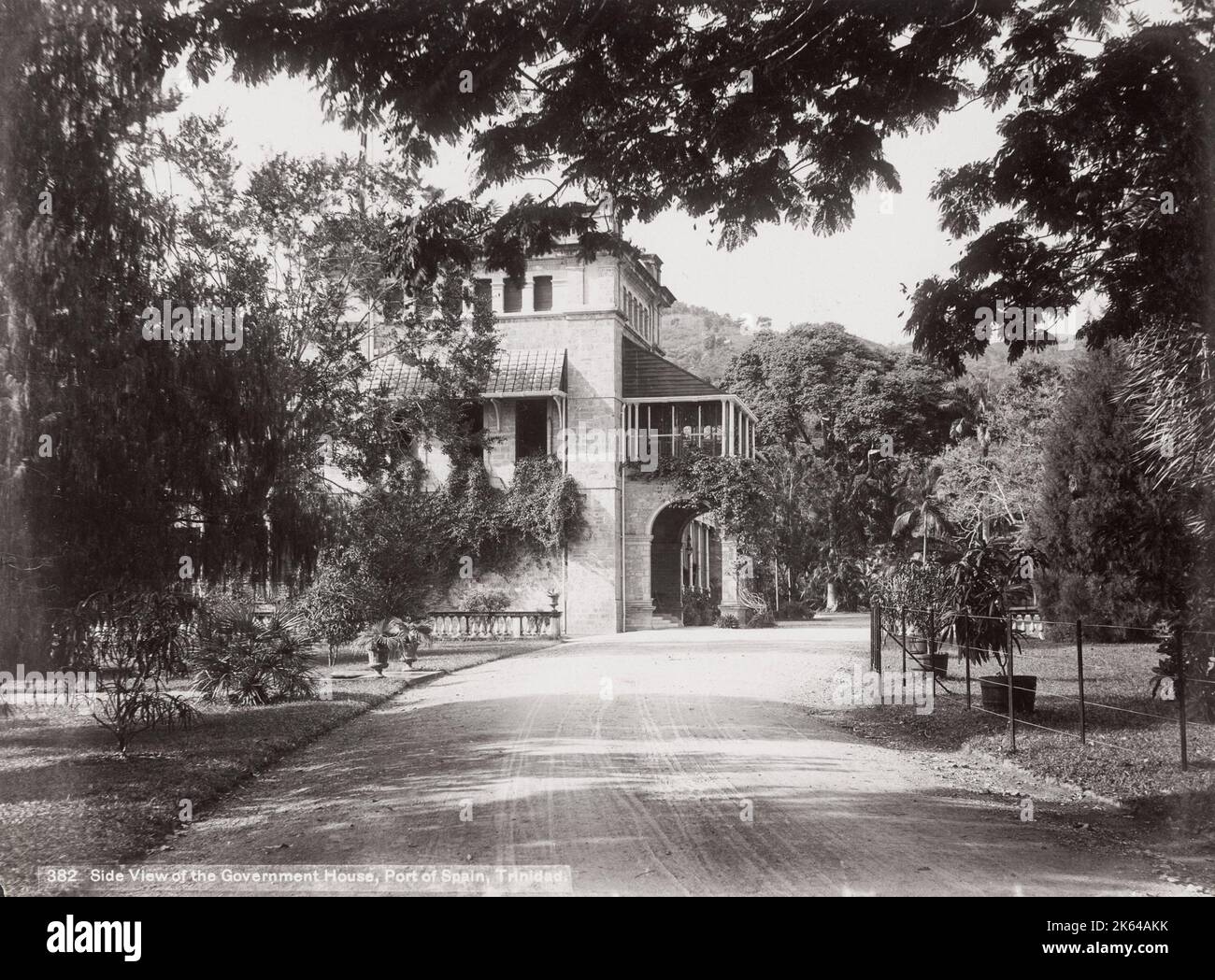 c.1900 photographie ancienne, Antilles: Maison du gouvernement, Port of Spain, Trinidad Banque D'Images