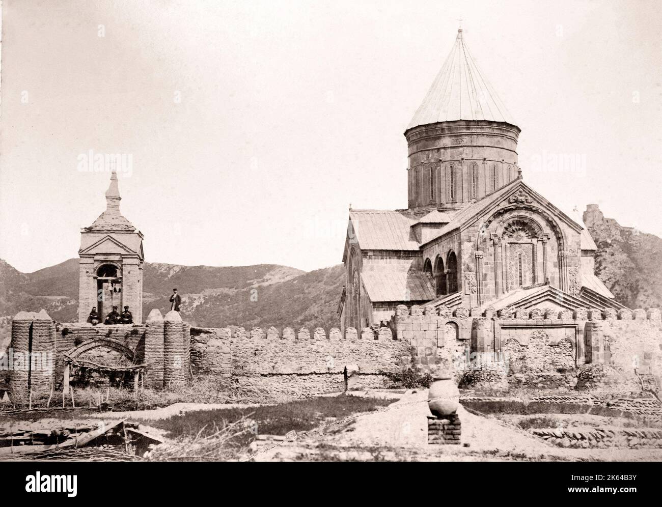 19e siècle vintage photo - Caucase Géorgie - Cathédrale à Mtskheta, ville dans la province de Mtskheta-Mtianeti Géorgie Banque D'Images