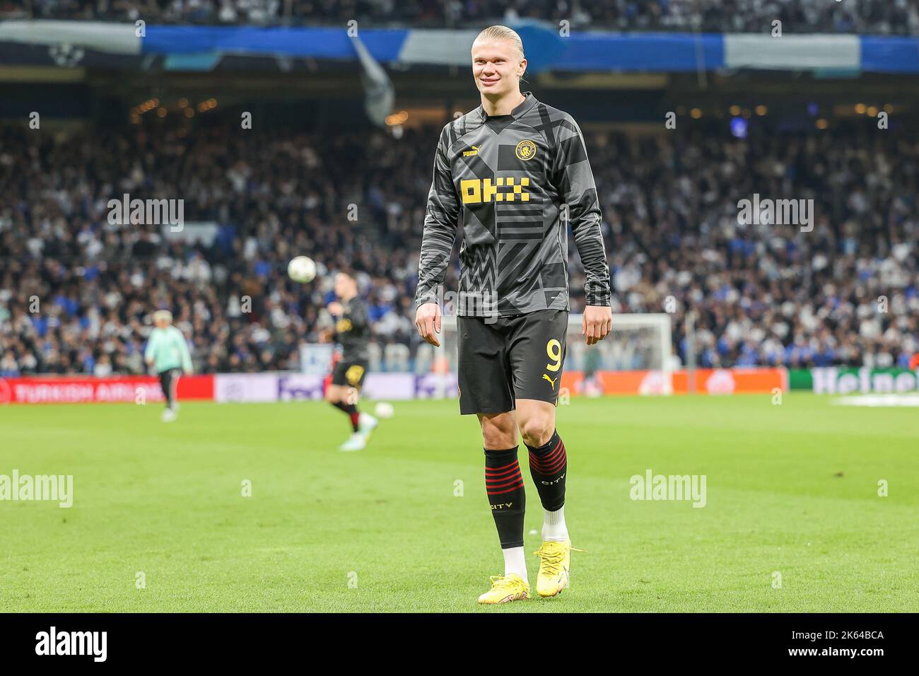 Copenhague, Danemark. 11th octobre 2022. Erling Haaland, de Manchester City, a vu s'échauffer avant le match de l'UEFA Champions League entre le FC Copenhague et Manchester City à Parken à Copenhague. (Crédit photo : Gonzales photo/Alamy Live News Banque D'Images