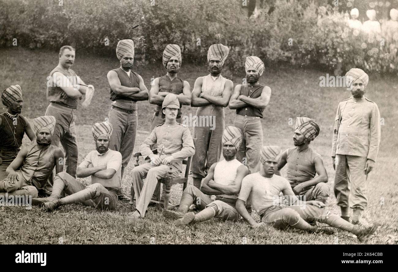 Des soldats indiens avec des turbans armée britannique, c1900 Banque D'Images