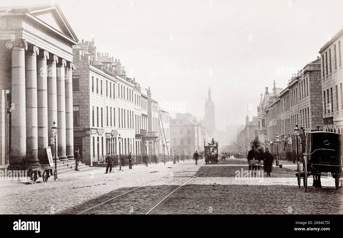 Photographie du XIXe siècle : Union Street, Aberdeen, à l'est, Écosse, vers 1880. Banque D'Images