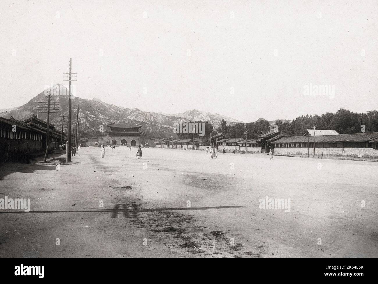 Photo du début du XXe siècle : rue du Palais impérial, Séoul, Corée. Banque D'Images