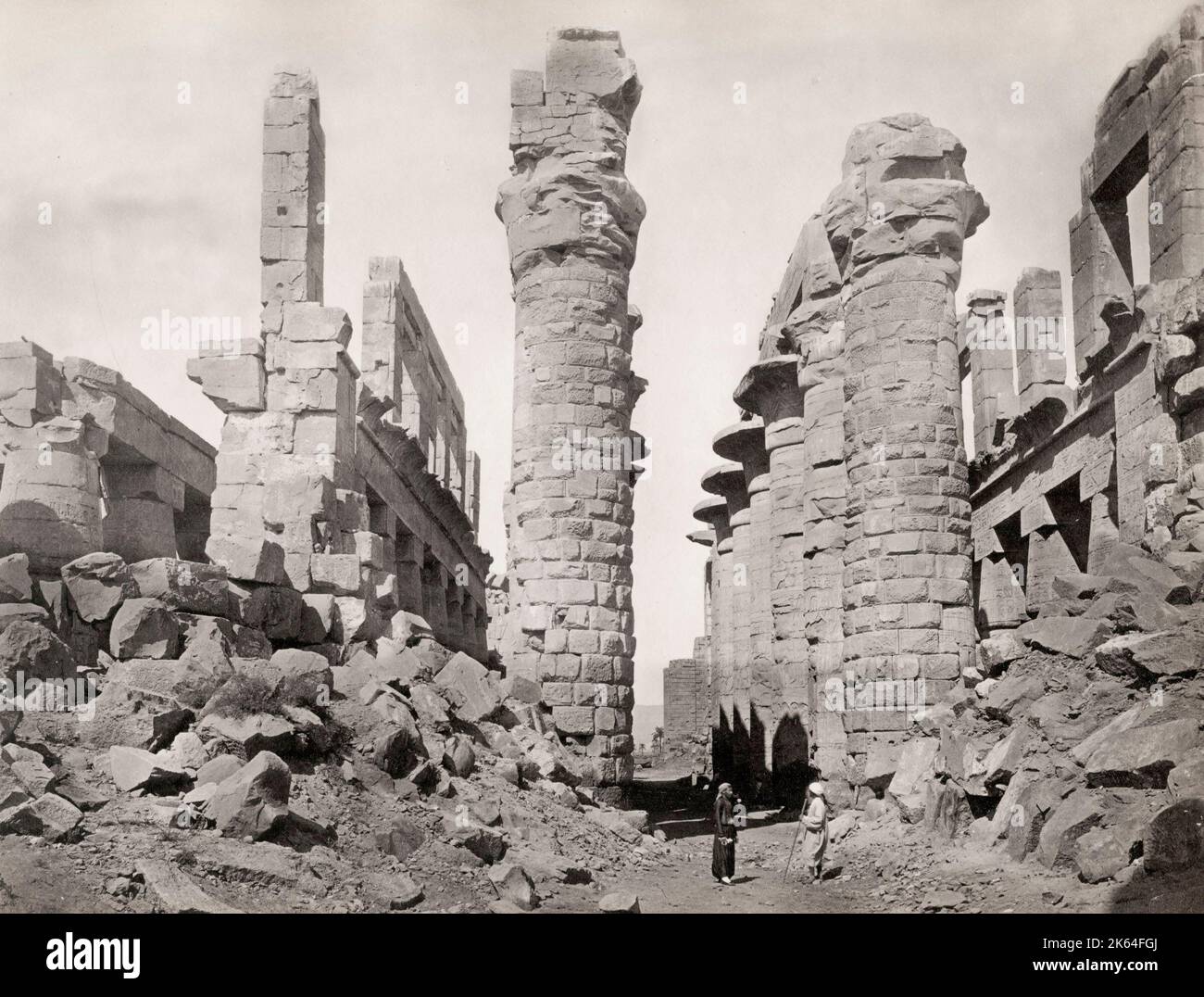 Photographie vintage du 19th siècle : ruines antiques, architecture, Egypte, image c.1870's, série Frith. Banque D'Images