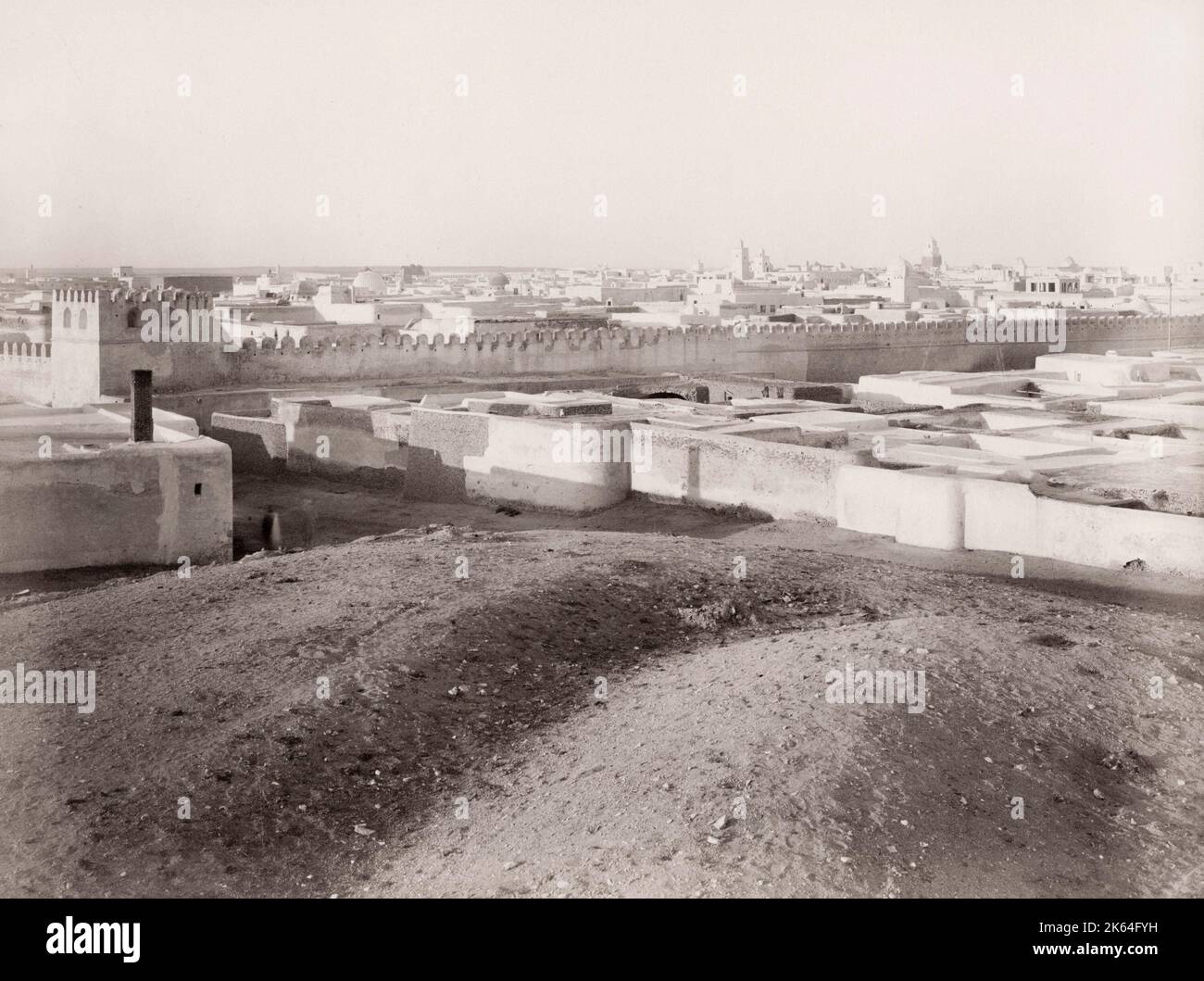 Photographie du XIXe siècle : vue sur Kairouan, Algérie. Banque D'Images