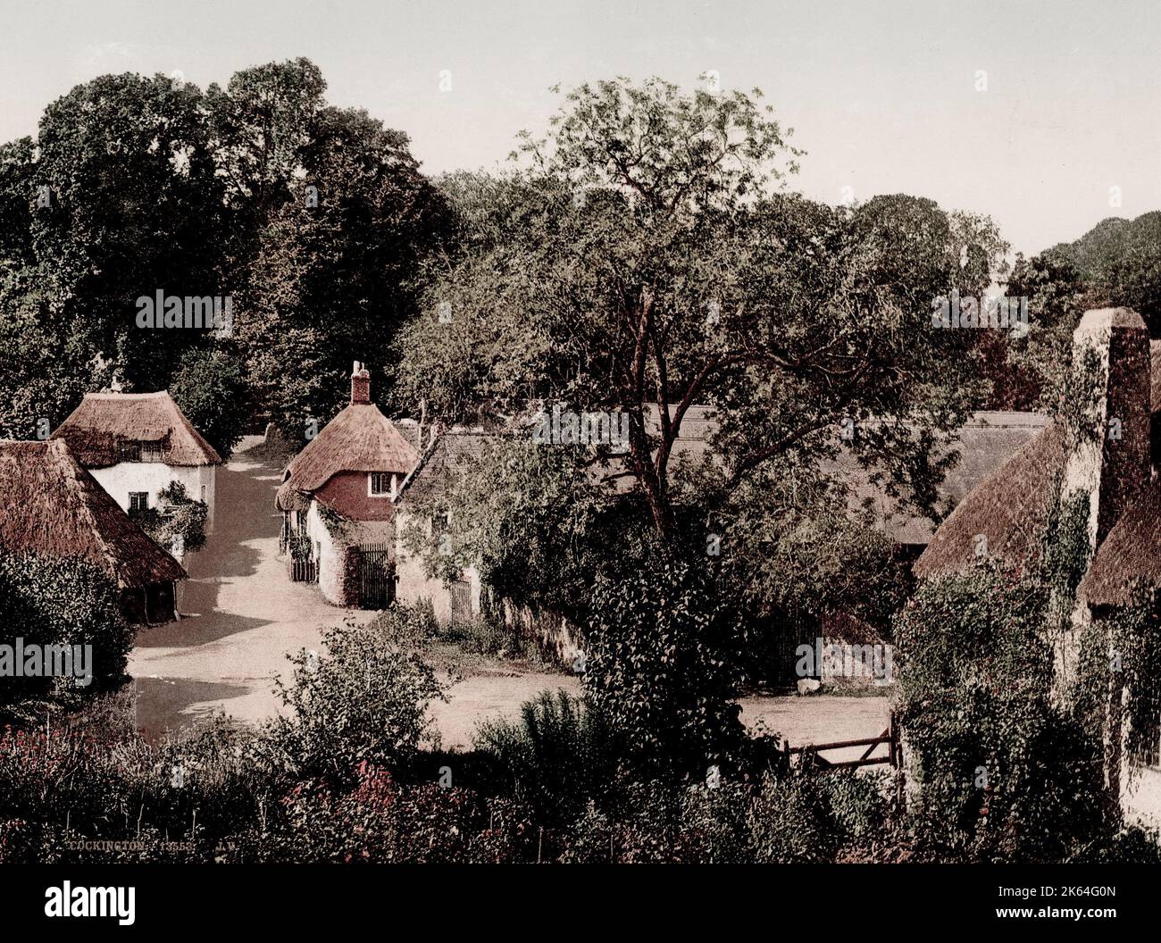 Photo du XIXe siècle : Cockington, un village près de Torquay dans le comté anglais de Devon. Banque D'Images