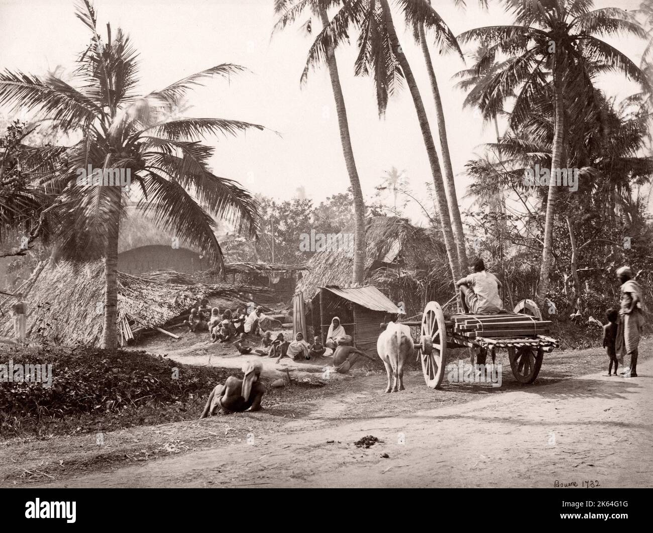 19e siècle vintage photo Inde - la vie du village au Bengale, Samuel Bourne, 1860. Banque D'Images