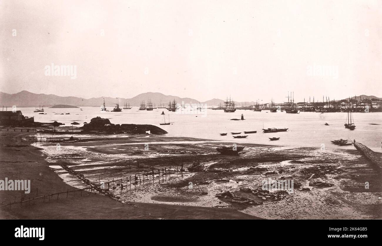 John Thomson (14 juin 1837 - 29 septembre 1921) photographe écossais, actif en Chine vers 1870, d'un album de ses images: harbour at Amoy, Xiamen Banque D'Images
