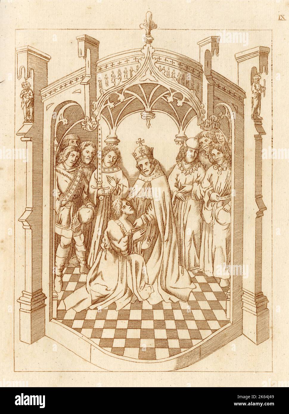 Richard Beauchamp (1382-1439), comte de Warwick est fait chevalier. Banque D'Images