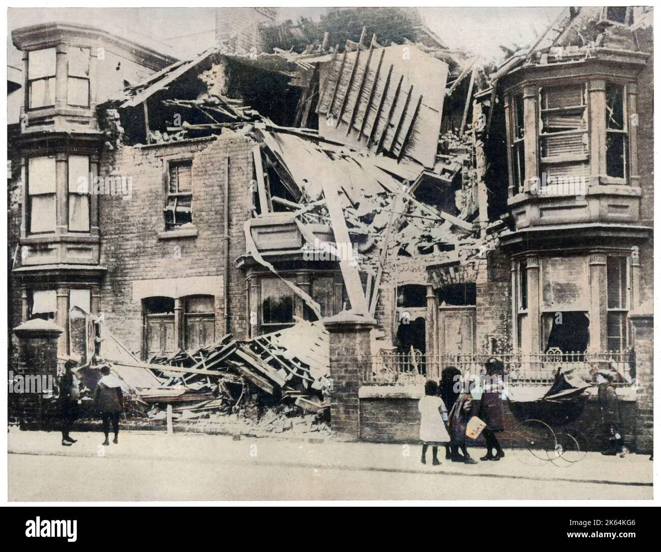 Dégâts à Hartlepool à la suite du bombardement côtier par la marine allemande pendant la première Guerre mondiale. Banque D'Images