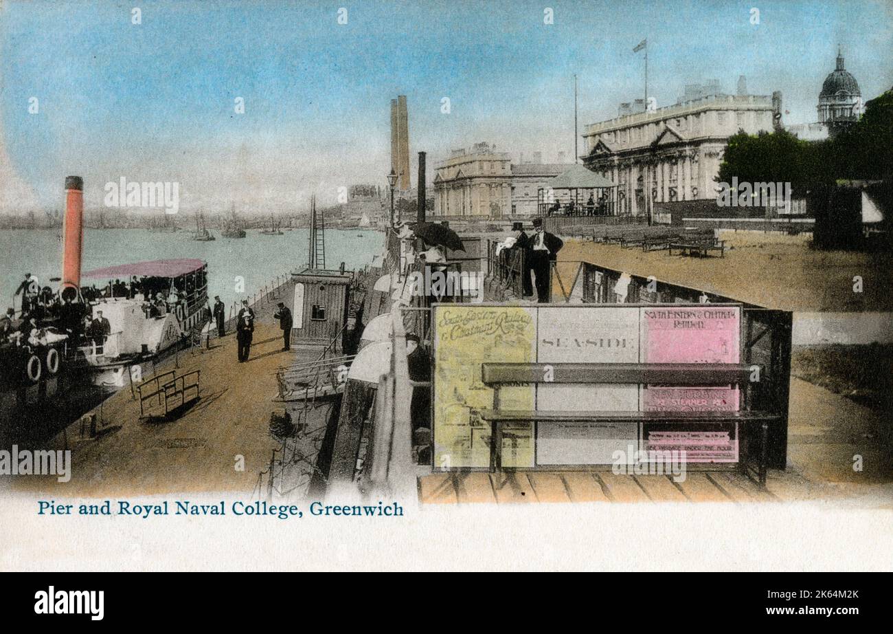 Pier et Royal Naval College, Greenwich, Londres Banque D'Images