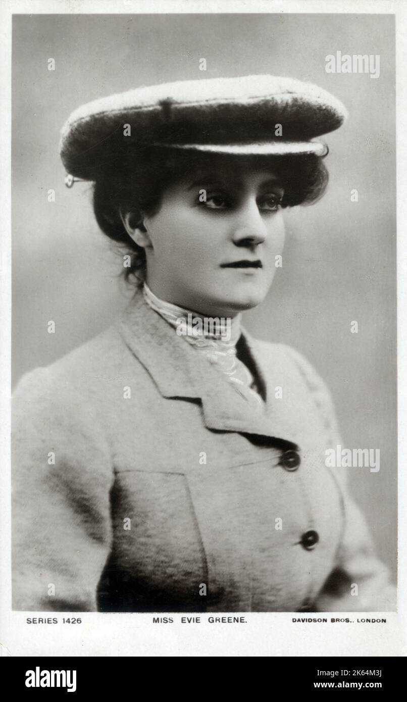 Edith Elizabeth 'Evie' Greene (1875-1917) - actrice et chanteuse anglaise très photographiée qui a joué dans des comédies musicales édouardiennes à Londres et à Broadway. Banque D'Images