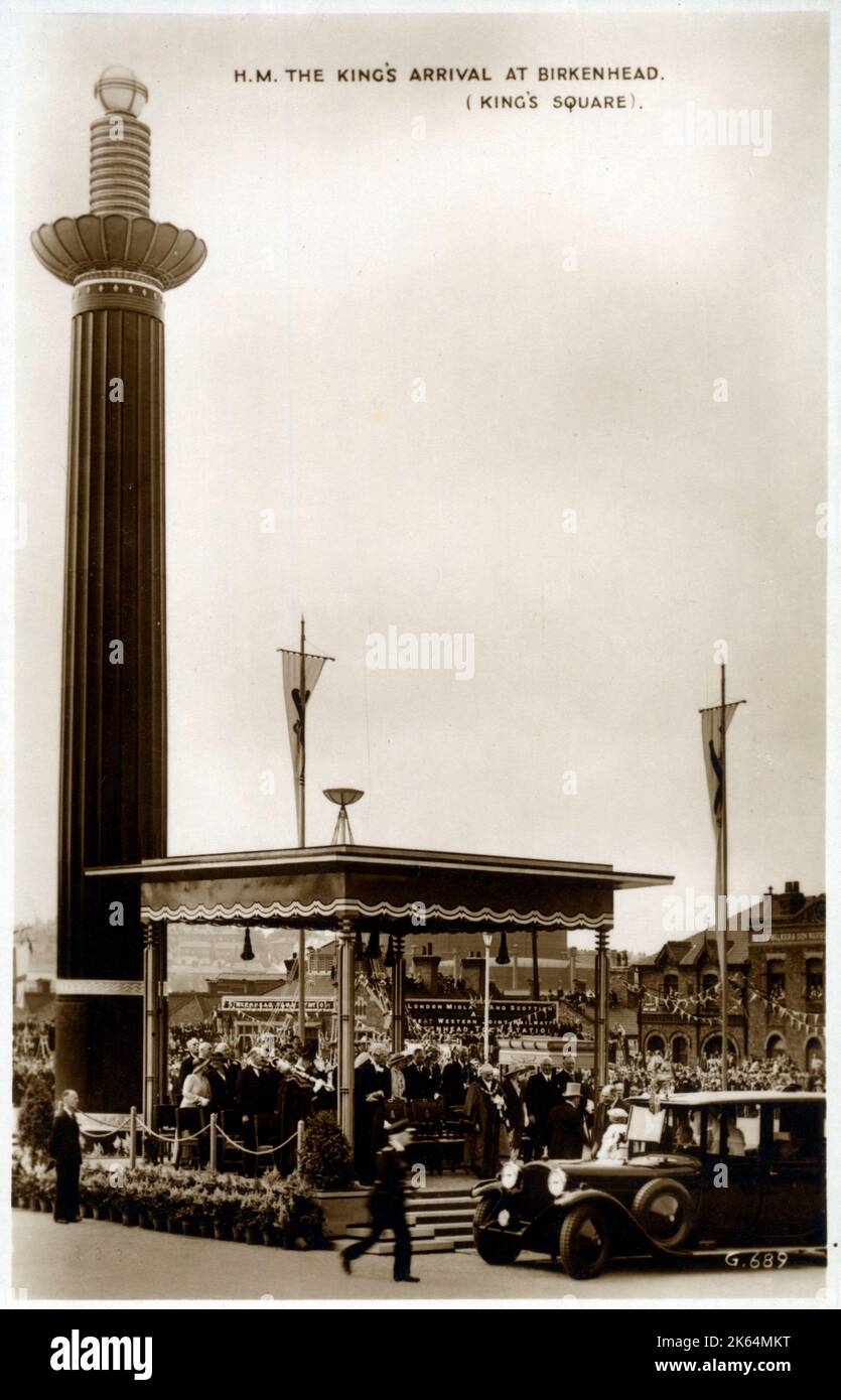 Liverpool, Merseyside - le Queensway (Birkenhead) tunnel de Mersey - la cérémonie d'ouverture le 18 juillet 1934 - l'arrivée du roi George V à King's Square, Birkenhead. Banque D'Images