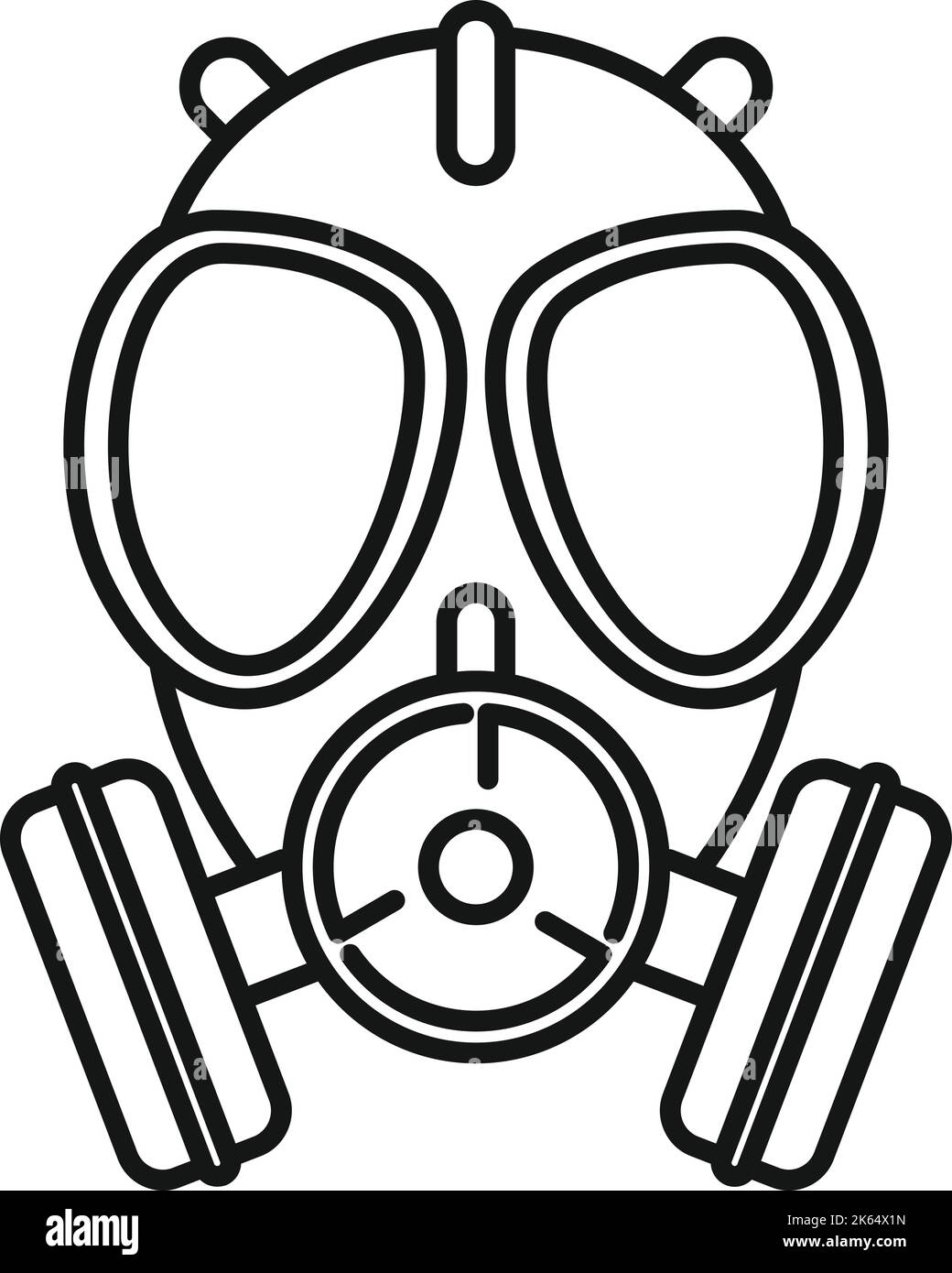 Vecteur de contour de l'icône du masque de gaz respirateur. Air chimique. Casque de sécurité Illustration de Vecteur