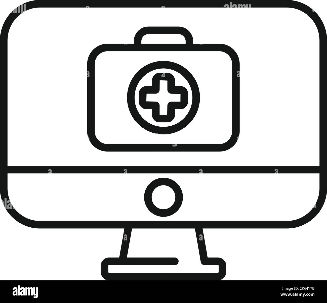 Médecin en ligne consulter icône vecteur de contour. Santé du patient. Médecine clinique Illustration de Vecteur