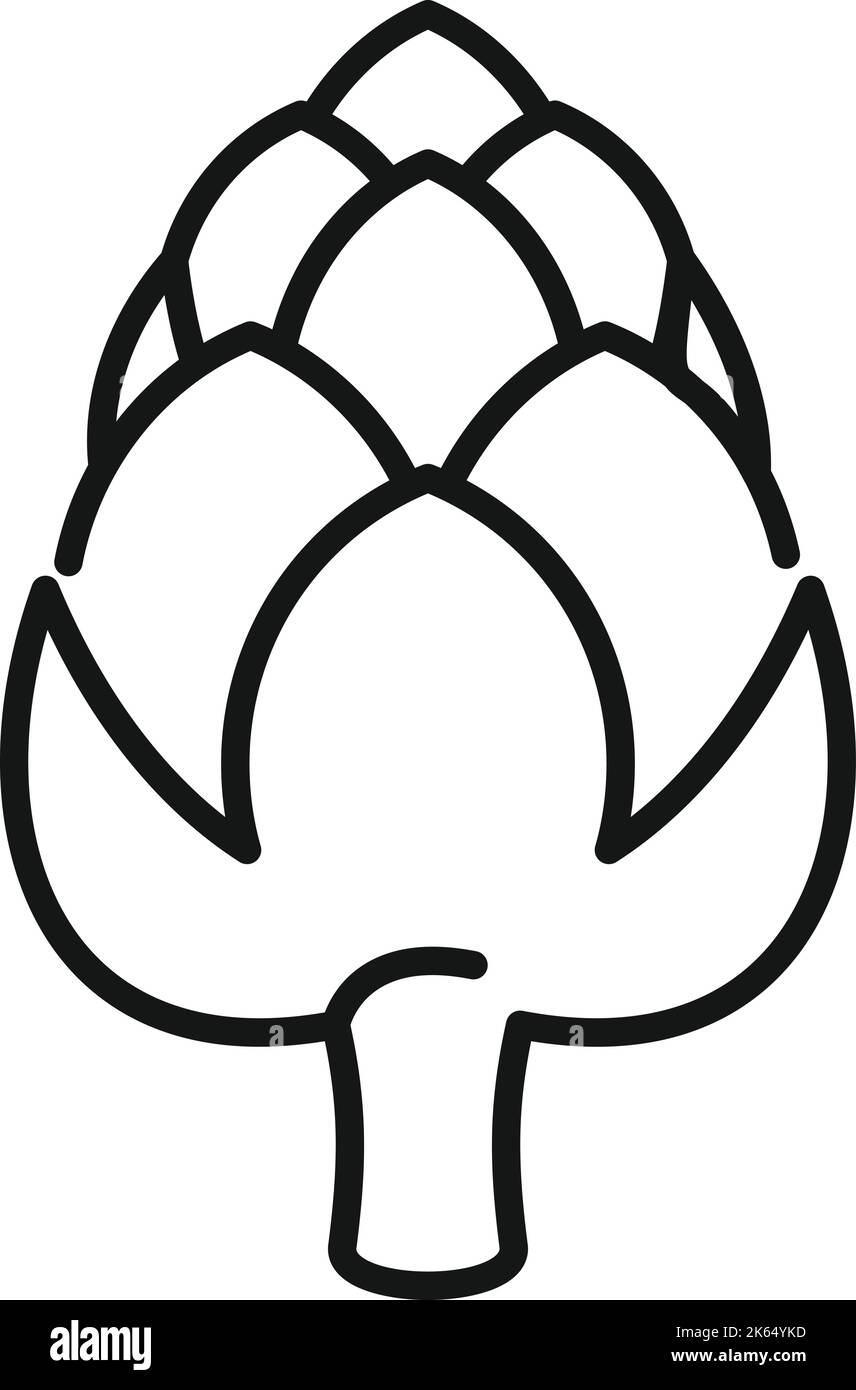 Vecteur de contour de l'icône d'artichaut de salade. Usine alimentaire. Cuisine française Illustration de Vecteur